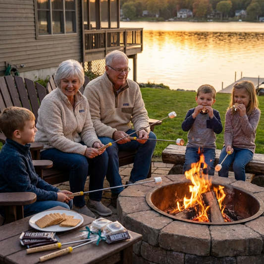 Personalized Lake Life Roasting Sticks, Cabin Bonfire Skewer, Lake House Campfire Gift, Grandparent & Family Smores Stick Weekend Fun