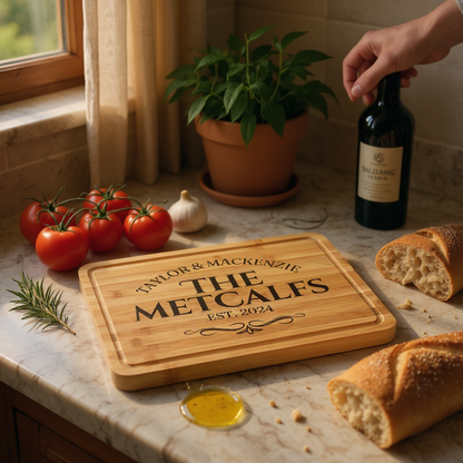 Personalized Cutting Board With Family Name, Multiple Design Styles, Charcuterie And Serving Board