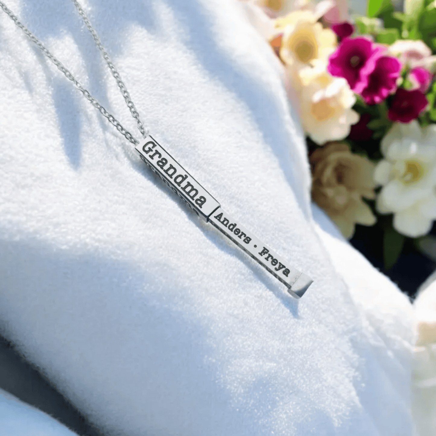 Personalized Hidden Message Necklace For Grandma In Stainless Steel Gold Rose Gold Or Silver With Up To Four Sides Personalized Cherish Grandmother Keepsake Jewelry