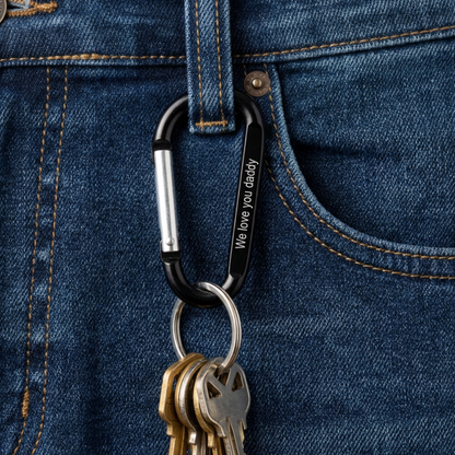 Personalized Metal Carabiner Clip With Name Logo Or Saying, One Or Both Sides 3" Long