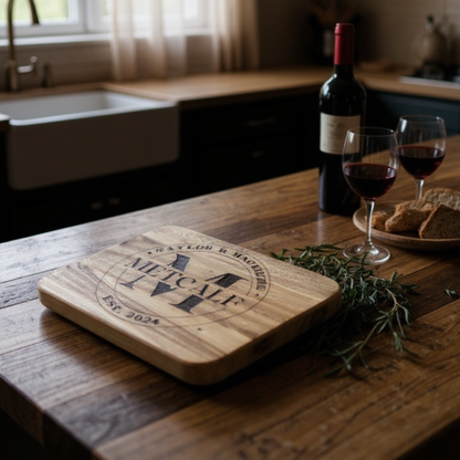 Personalized Cutting Board With Family Name, Multiple Design Styles, Charcuterie And Serving Board