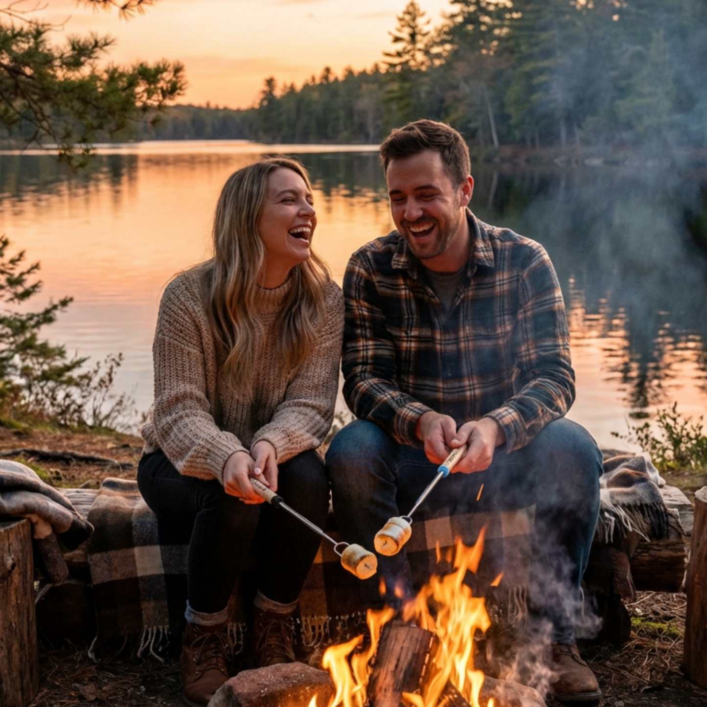 Personalized Lake Life Roasting Sticks, Cabin Bonfire Skewer, Lake House Campfire Gift, Grandparent & Family Smores Stick Weekend Fun