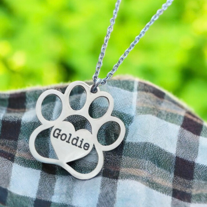 Personalized Paw Print Necklace for Dog Moms,  Pet Name Jewelry, Dog Lover Gift, Puppy Milestone, Pet Memorial Gift