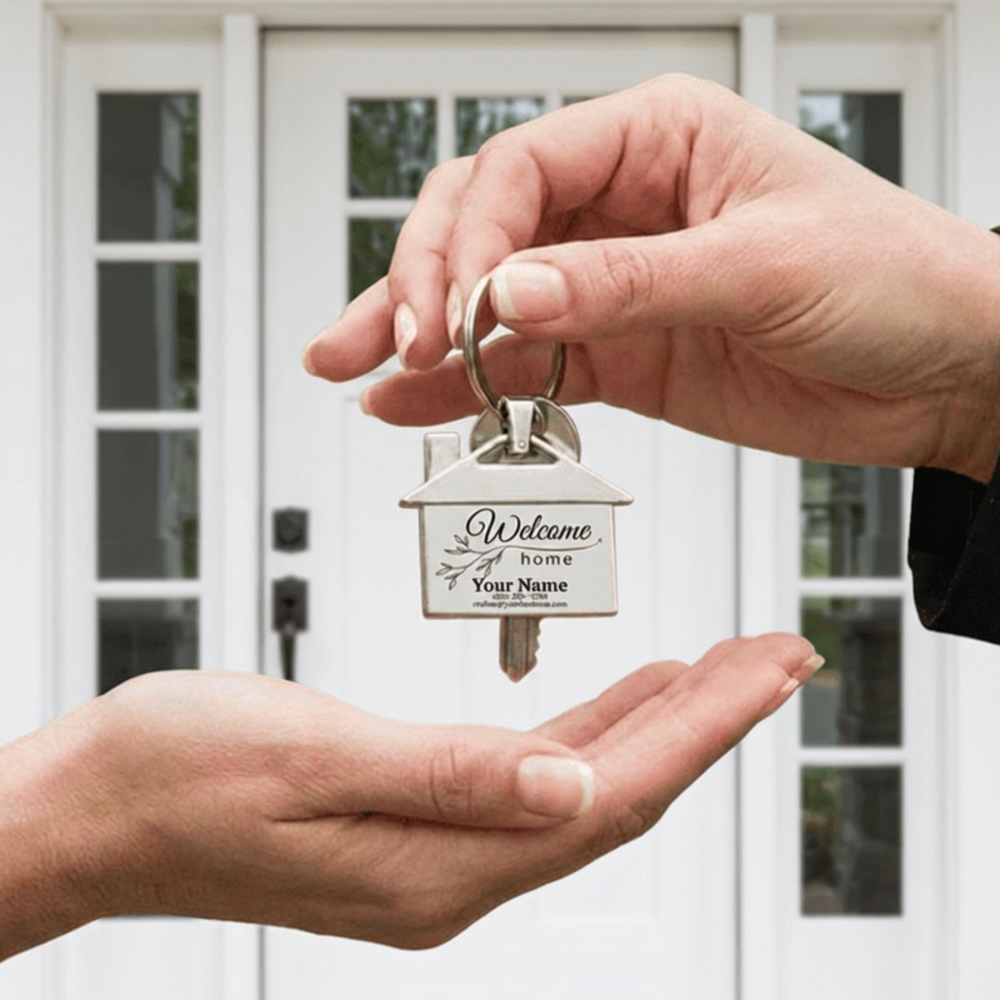 Custom Engraved House Keychain, Realtor Business Card Keychain, Personalized Realtor Keychain, Real-Estate Closing Keys, New Home, VRBO, Air BNB 1.75 W x 2.75 H Inches