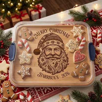 Personalized Christmas Ribbon Tree |  Build-a-Board Cutting Board with Compartments and Clear Locking Lid for Charcuterie, Snacks