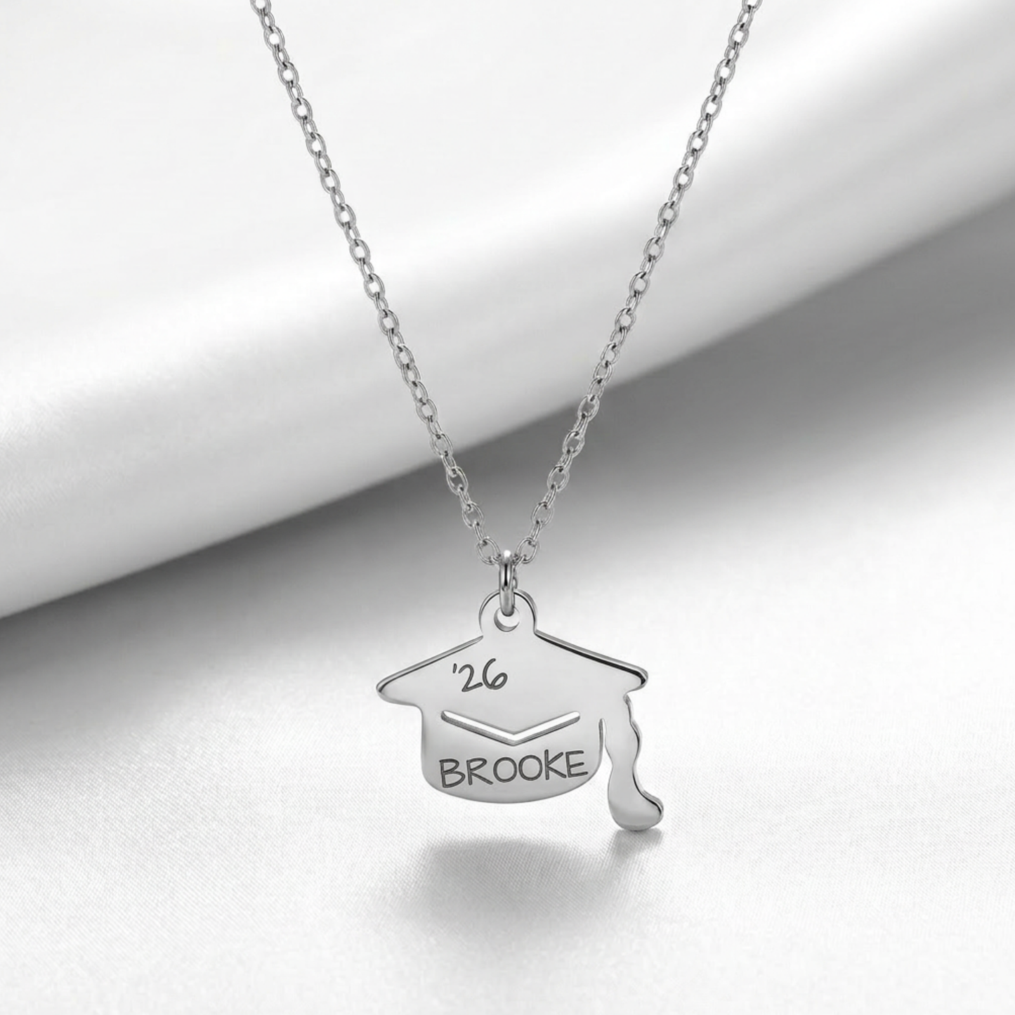 Personalized Graduation Cap Necklace, Custom Grad Gift For Her, Senior Graduation Keepsake, Name Year School Charm Necklace
