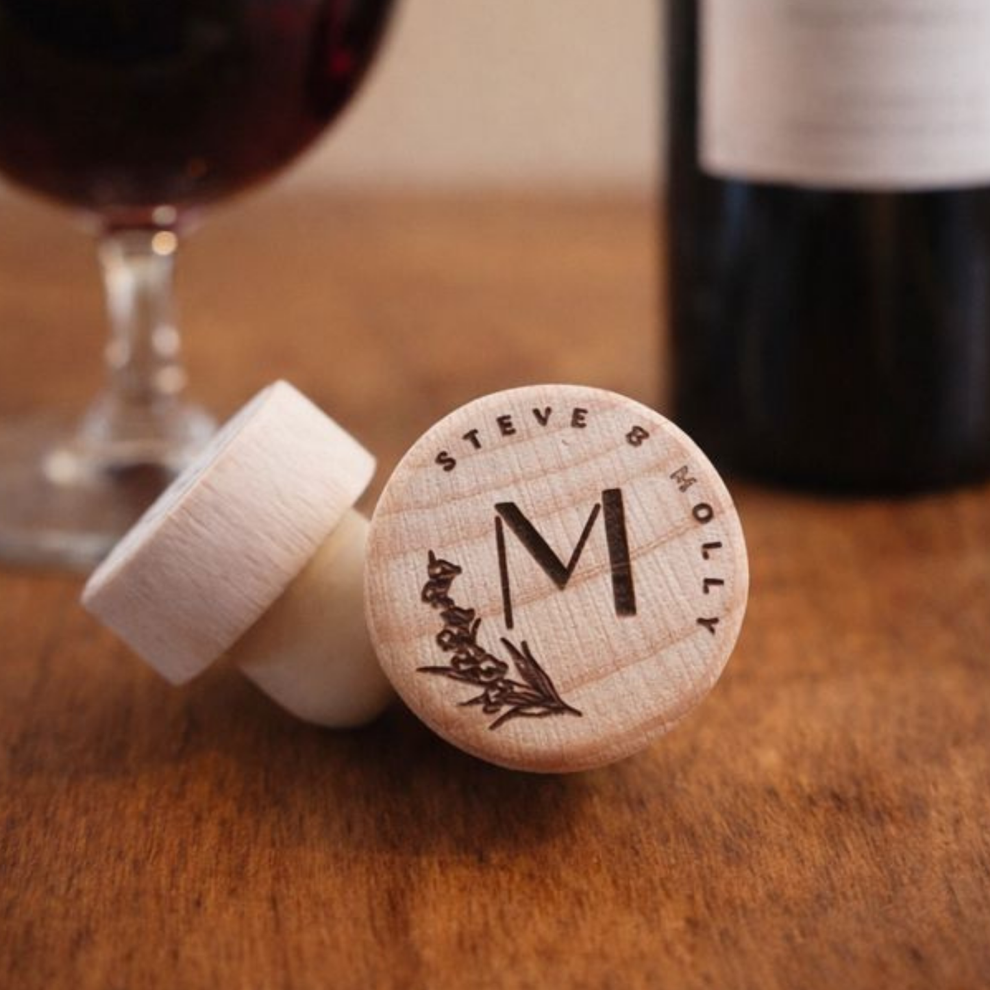 Personalized Wine Stopper Wedding Favor, Custom Engraved Wood Stopper with Names or Date, Bulk Wedding Favors, Natural Wood Keepsake