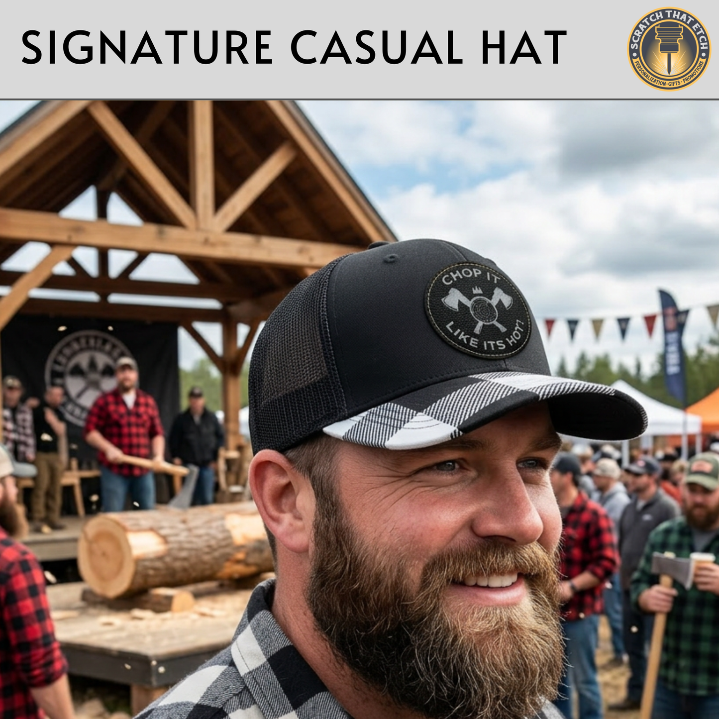 Personalized Lumberjack Festival Hat, Lumberjack Days Trucker Hat, Custom Richardson 112 Hat and Signature Hats FOUR Designs To Choose From