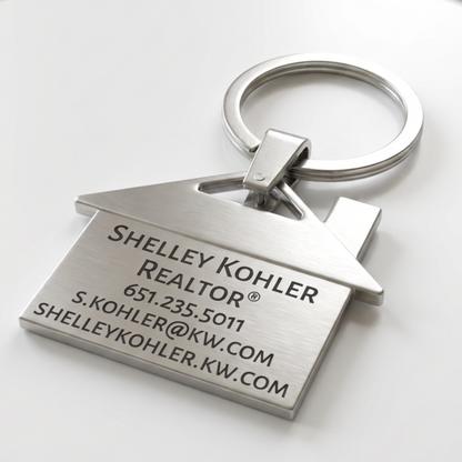 Personalized Realtor Keychain, Custom Engraved House Keychain, Realtor Business Card Keychain, Real-Estate Closing Keys, New Home, VRBO, Air BNB 1.75 W x 2.75 H Inches