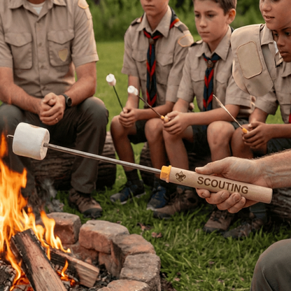 Personalized Scouting Roasting Sticks, Troop Campfire Skewer, Custom Camping Gift, Scout Troop Bonfire Favor, Reusable Marshmallow Stick