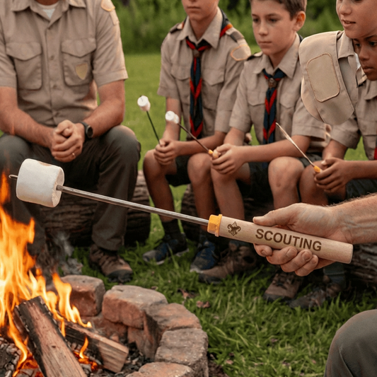 Personalized Scouting Roasting Sticks, Troop Campfire Skewer, Custom Camping Gift, Scout Troop Bonfire Favor, Reusable Marshmallow Stick