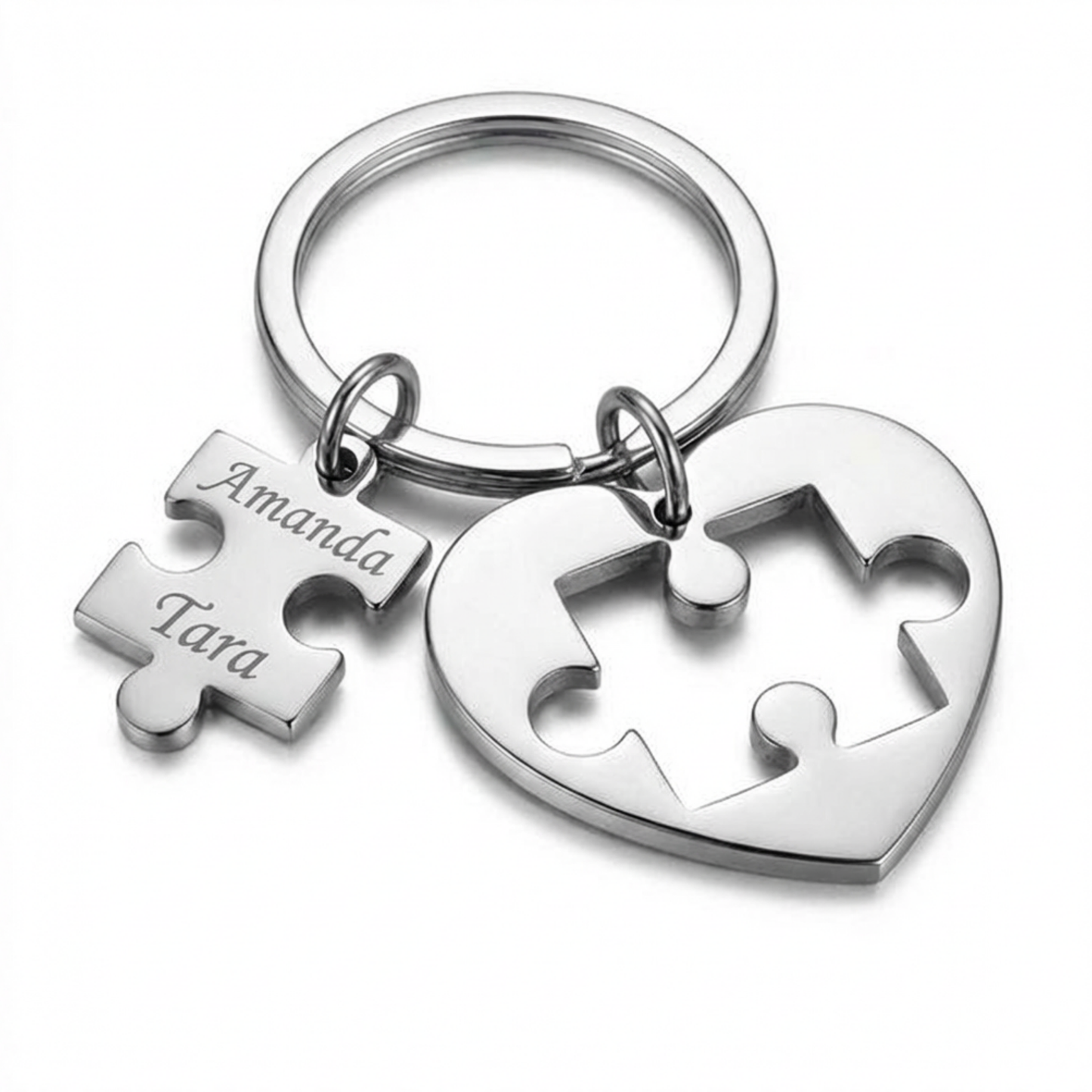 Personalized Stainless Steel Puzzle Keychain Set For Best Friends/ BFF/ Besties Names or Dates Gift – Best Friends Are Like Puzzle Pieces