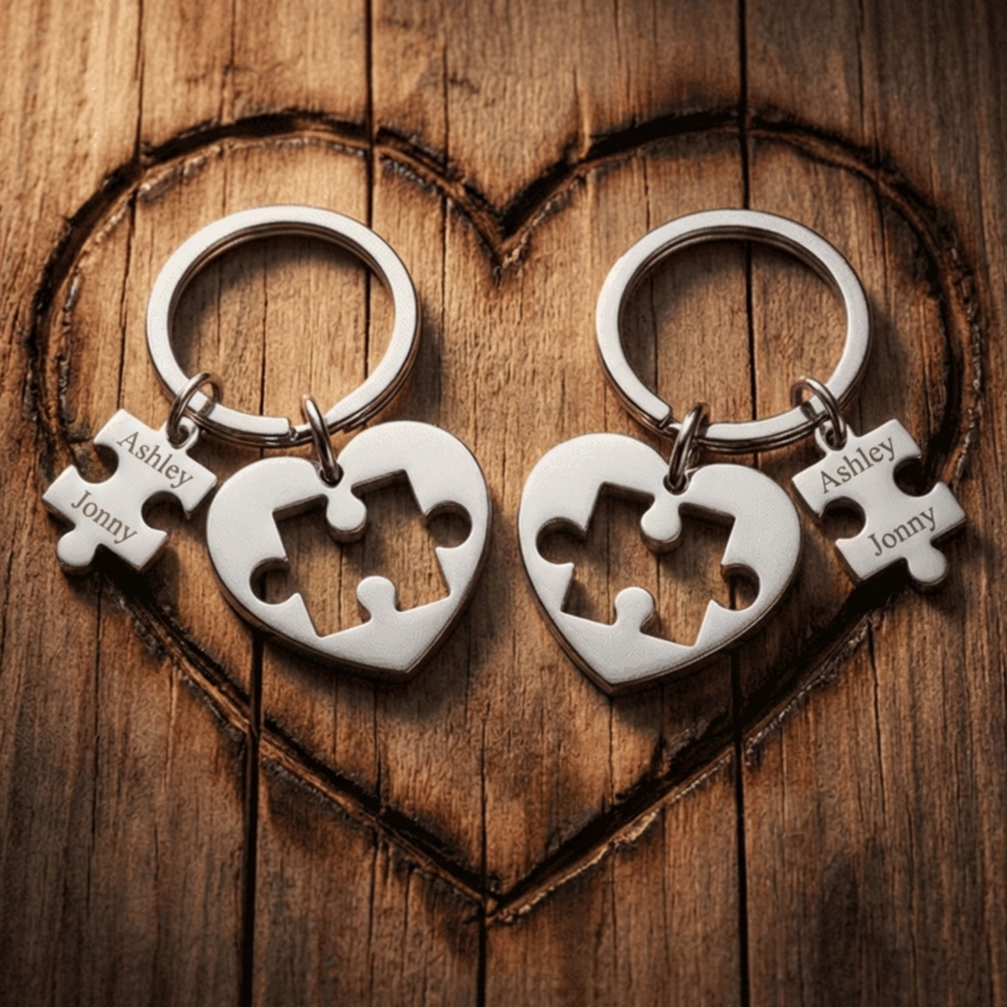 Personalized Stainless Steel Puzzle Keychain For Couples You Are My Missing Piece I Never Knew I Needed Custom Names or Dates