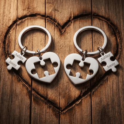 Personalized Stainless Steel Puzzle Keychain For Couples You Are My Missing Piece I Never Knew I Needed Custom Names or Dates