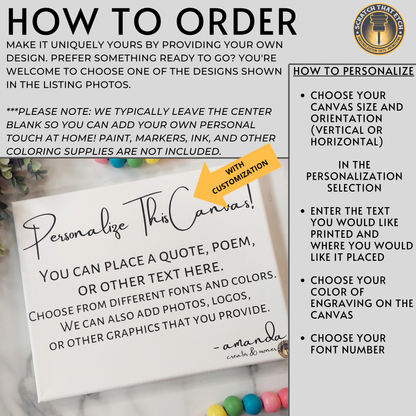 Personalized DIY Pre-Outlined Canvas Kit For Home Decor, Add Your Own Design And Finish At Home, Gallery Wrapped Cotton Canvas Wall Art
