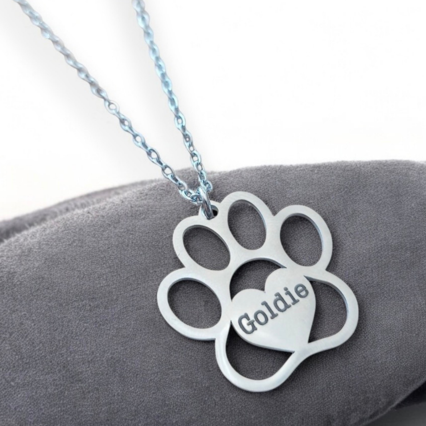 Personalized Paw Print Necklace for Dog Moms,  Pet Name Jewelry, Dog Lover Gift, Puppy Milestone, Pet Memorial Gift