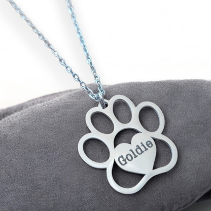 Personalized Paw Print Necklace for Dog Moms,  Pet Name Jewelry, Dog Lover Gift, Puppy Milestone, Pet Memorial Gift