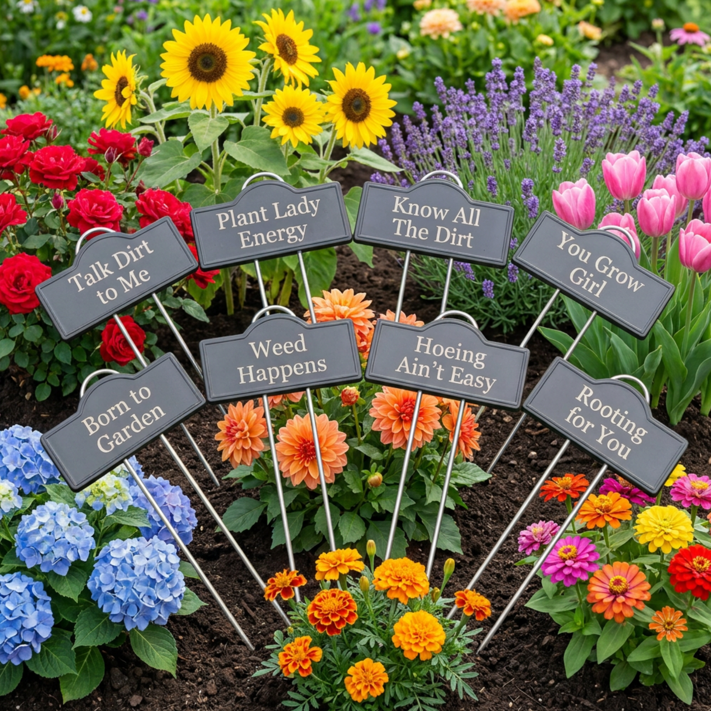 Personalized Mini Black Metal Garden Sign With Yard Stake, 1.39" x 3.74" Permanent Etching, Weather Resistant Garden Labels Indoor/Outdoor