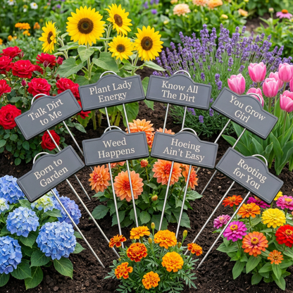 Personalized Mini Black Metal Garden Sign With Yard Stake, 1.39" x 3.74" Permanent Etching, Weather Resistant Garden Labels Indoor/Outdoor