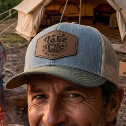 Personalized Lake Life Patch Hats, Richardson 112 Trucker Hat, Custom Logo Snapbacks, Beanies, Relaxed & Casual Hats with Patch, Fathers Day
