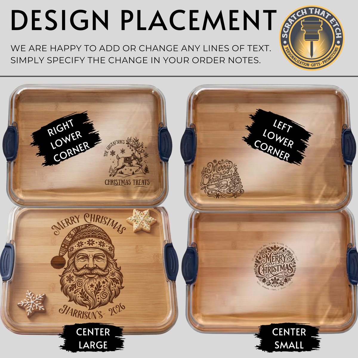 Personalized Christmas Reindeer |  Build-a-Board Cutting Board with Compartments and Clear Locking Lid for Charcuterie, Snacks
