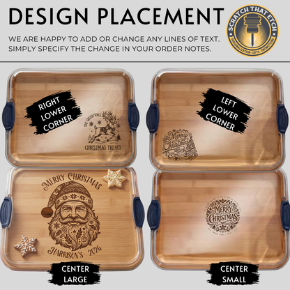 Personalized Christmas Reindeer |  Build-a-Board Cutting Board with Compartments and Clear Locking Lid for Charcuterie, Snacks