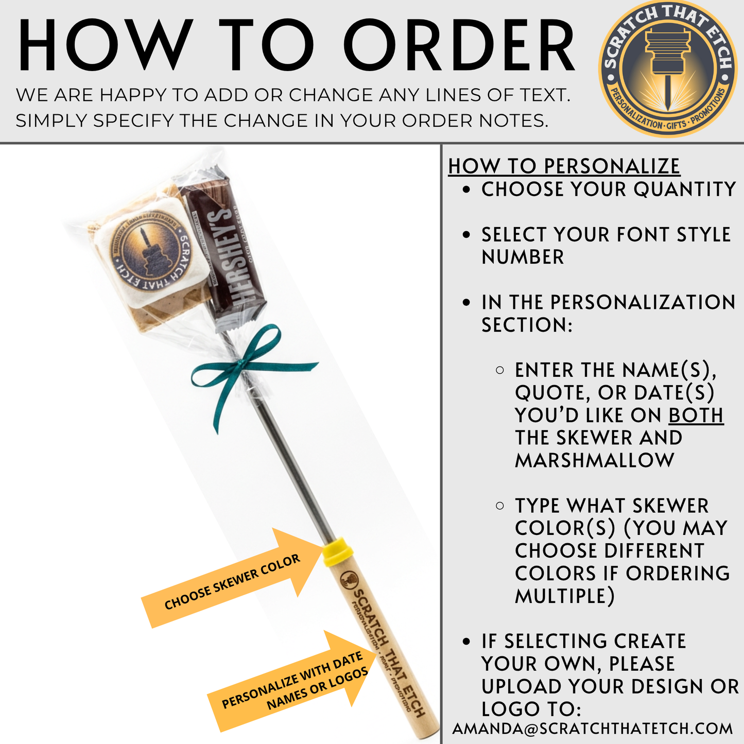Personalized S'more Kit With 30 Inch Telescoping Roasting Sticks AND Personalized Marshmallows For Bonfires Backyard Gatherings And Camping Parties