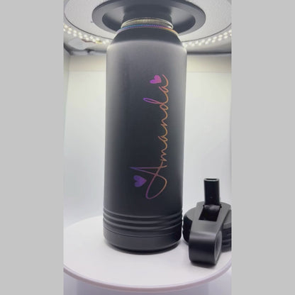 Personalized 32oz Cheeky Stainless Steel Tumbler With Straw, Pick a Sassy Design or Your Logo, Add Your Name On The Back, Gym Travel Gift