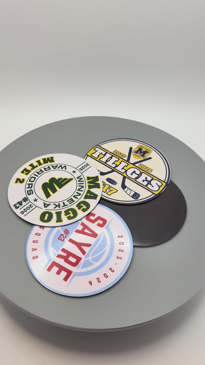 Personalized Team Spirit 3" Round Magnet for Basketball & Hockey – Perfect for Coaches, Players, Team Captains, Parents & Senior Night Recognition