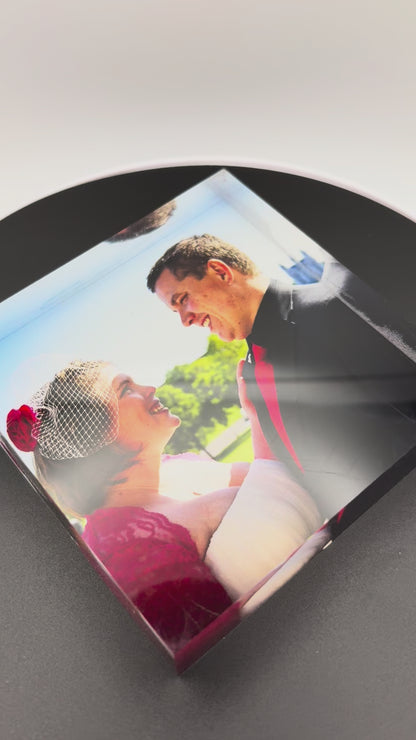 Personalized Acrylic Photo Block Medium Or Large Heavy Duty Crystal Clear Freestanding Display For Special Moments And Memories