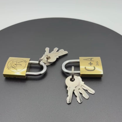 Personalized Brass Mini Padlock Lock With Keys For Luggage Suitcase Briefcase Backpack And Travel
