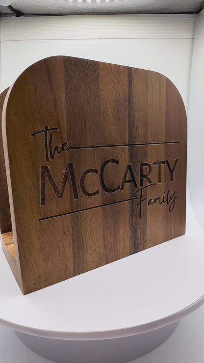 Personalized Wooden Napkin Holder For Kitchen Or Patio Dining Elegant Wood Organizer For Napkins Perfect For Newlyweds And New Homeowners