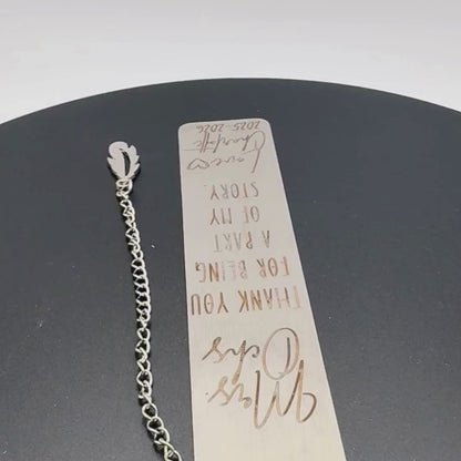 Personalized Teacher Bookmark Gift, Stainless Steel Teacher Appreciation Keepsake, End of Year Thank You Gift, Custom Engraved Bookmark