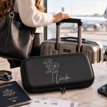 Personalized Travel Case, Custom Engraved Travel Organizer, Small Accessories, Zipper Storage Pouch, Personalized Travel Gift Small or Large