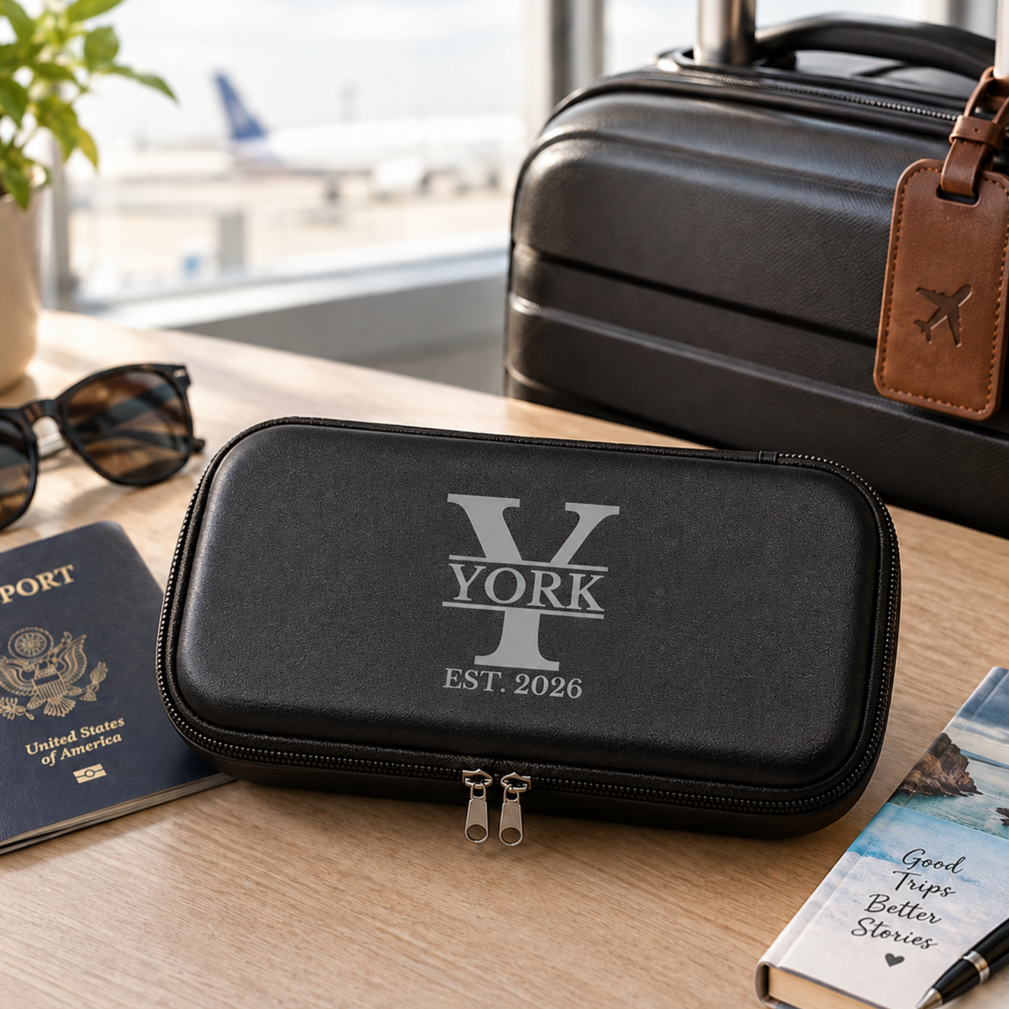 Personalized Travel Case, Custom Engraved Travel Organizer, Small Accessories, Zipper Storage Pouch, Personalized Travel Gift Small or Large