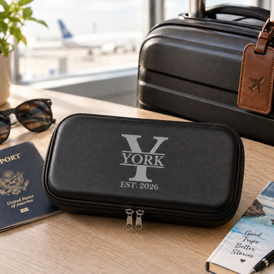 Personalized Travel Case, Custom Engraved Travel Organizer, Small Accessories, Zipper Storage Pouch, Personalized Travel Gift Small or Large